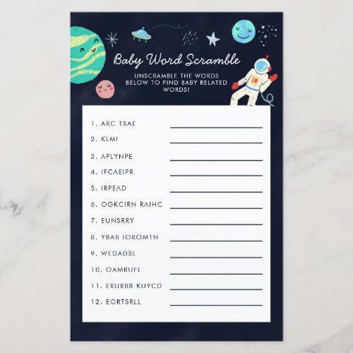 Space Galaxy Baby Word Scramble Game