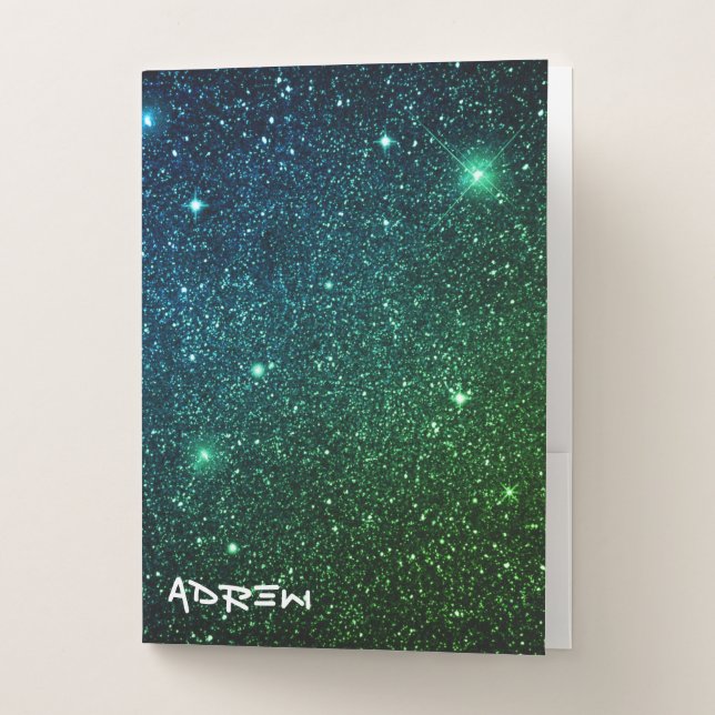 Space Galaxy blue green Pocket Folder (Front)