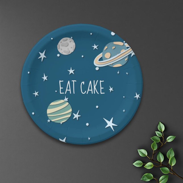 Space Galaxy Boy Birthday Paper Plates (Creator Uploaded)
