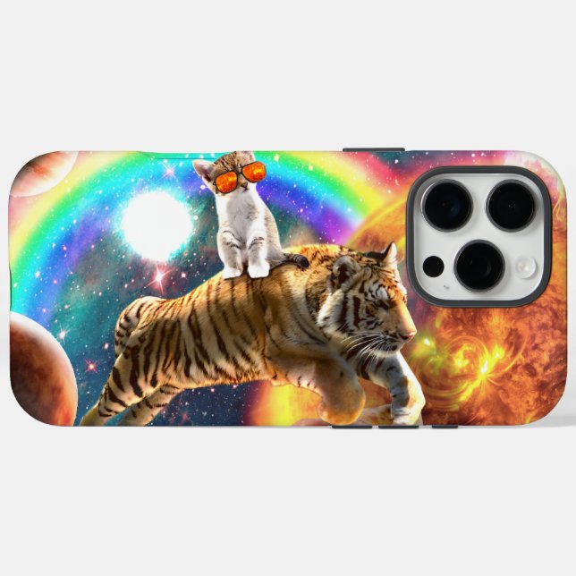 Space Galaxy Cat Riding Tiger on Pizza             Case-Mate iPhone Case (Back (Horizontal))