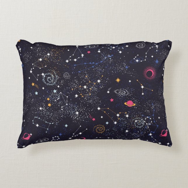 Space Galaxy constellation seamless pattern Accent Pillow (Front)