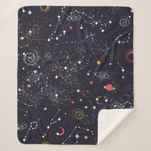 Space Galaxy constellation seamless pattern Sherpa Blanket