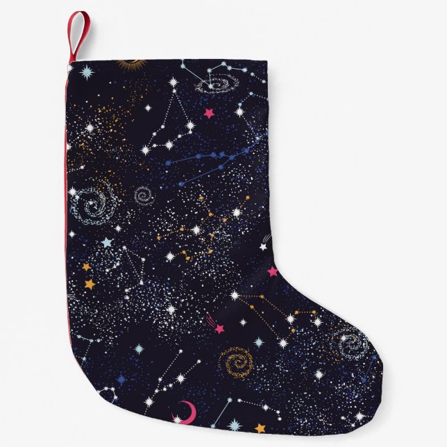 Space Galaxy constellation seamless pattern Small Christmas Stocking (Front)