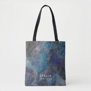 Space Galaxy Custom Name Stars Tote Bag