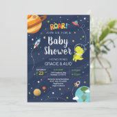 Space Galaxy Dinosaur Baby Astronount BOY Invitation (Standing Front)