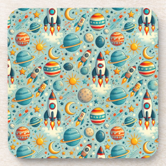 🪐 Space Galaxy Drink Coaster Kids Fun Decor 🌌 (Front)