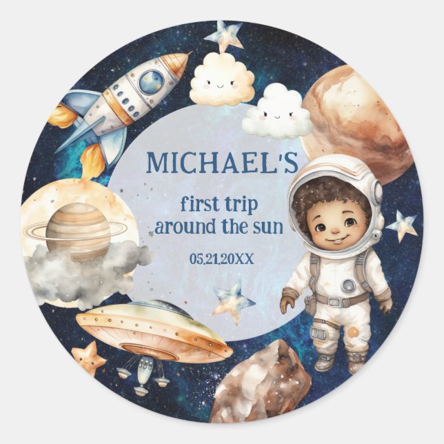 Space Galaxy First Trip Around the Sun Sticker (Front)