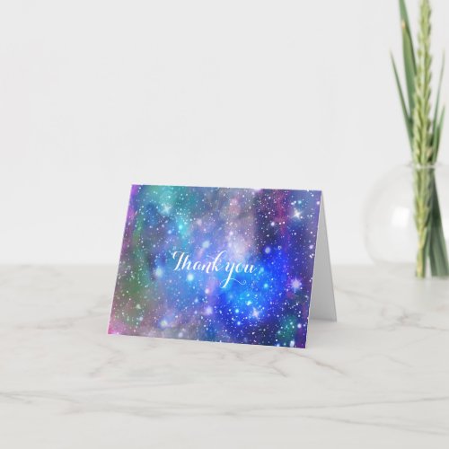 Space Galaxy Fold Invitation Thank You Card