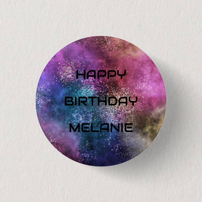 Space Galaxy Happy Birthday Button (Front)