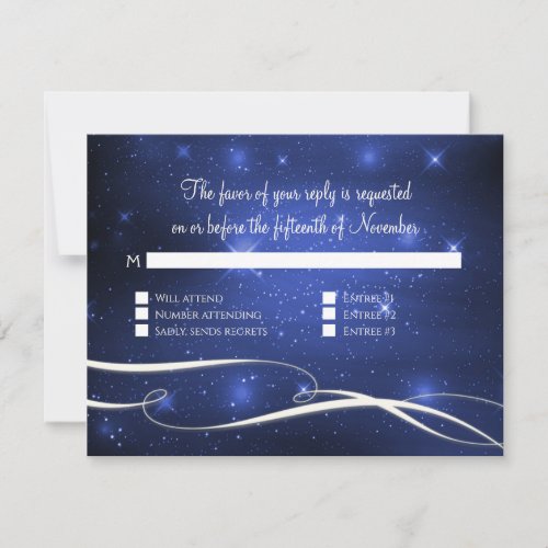 Space Galaxy Infinity Sign Navy Blue Wedding  RSVP Card