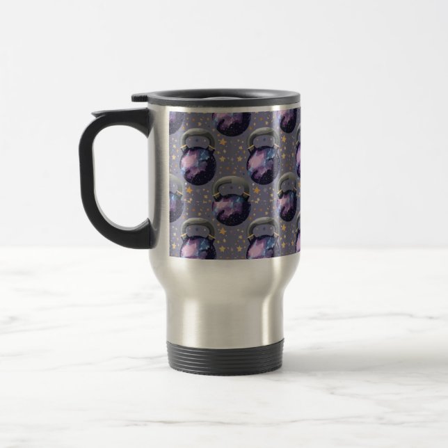 Space Galaxy Kettlebell Travel Mug (Left)