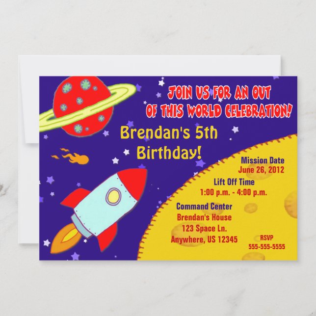 Space Galaxy Kids Birthday Invitation (Front)