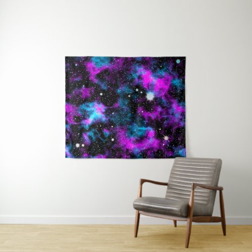 Space Galaxy Nebula Purple Blue Stars Tapestry
