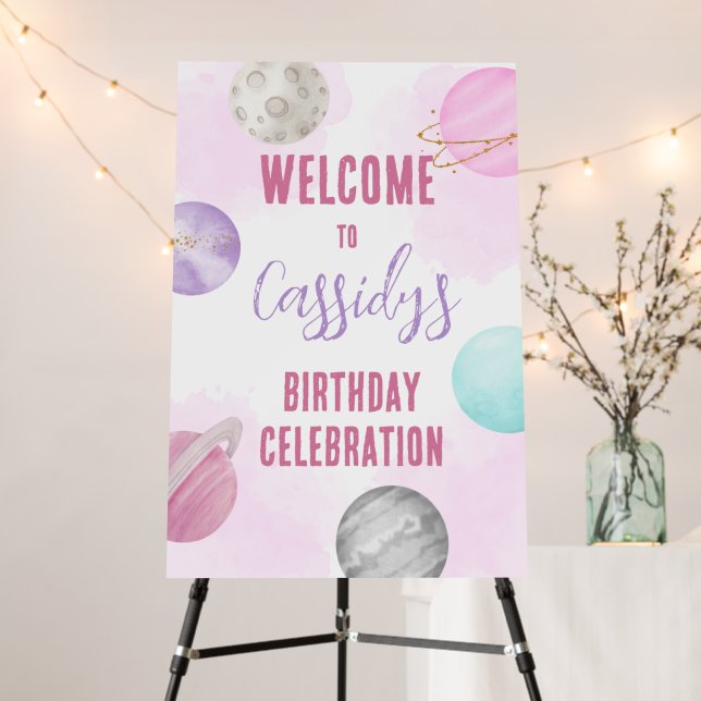 Space Galaxy Outerspace Birthday Welcome Sign  (In Situ (Stand))