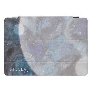 Space Galaxy Personalized Name Watercolor Planets iPad Pro Cover