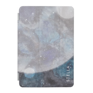 Space Galaxy Personalized Name Watercolor Planets iPad Mini Cover