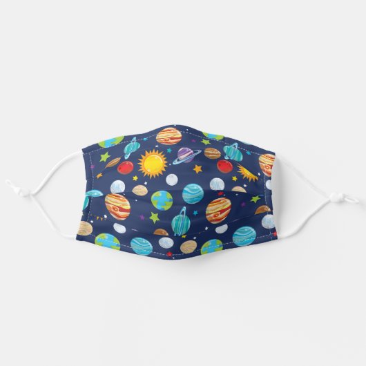 Space Galaxy Planets Adult Cloth Face Mask (Front, Unfolded)