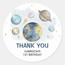 Space Solar System Sticker Labels for Party Bag Sweet Cones 