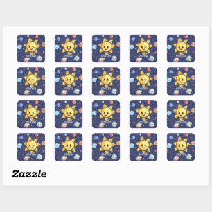Space Galaxy Planets Square Sticker