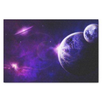 Space Galaxy Planets Stars In Purple Blue Tones Tissue Paper by biutiful at Zazzle