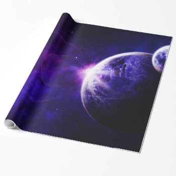Space Galaxy Planets Stars In Purple Blue Tones Wrapping Paper by biutiful at Zazzle