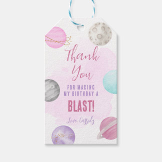 Space Galaxy Planets Thank you Birthday Favor Tag 
