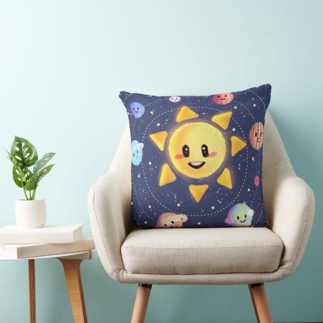Space Galaxy Planets Throw Pillow (Chair)