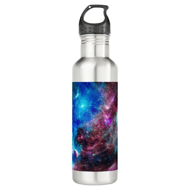 Space Galaxy Red and Blue Galaxy Stainless Steel Water Bottle (Front)