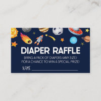 Space Galaxy Rocket Baby Shower Diaper Raffle Card