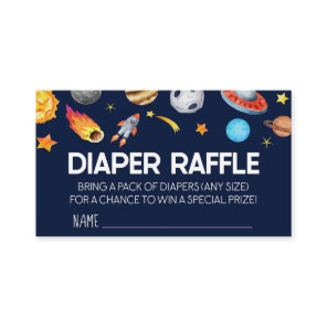 Space Galaxy Rocket Baby Shower Diaper Raffle Card