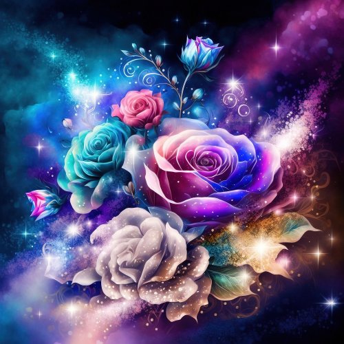 Space Galaxy Roses Jigsaw Puzzle