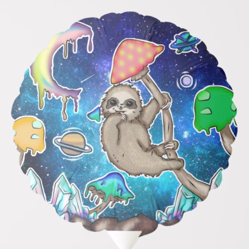 Space Galaxy Sloth Cosmic Mushrooms Weird Crystal Balloon