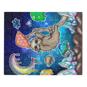 Space Galaxy Sloth Cosmic Mushrooms Weird Crystal Jigsaw Puzzle