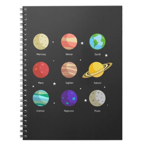 Space Galaxy Solar Planets Venus Mars Jupiter Uran Notebook