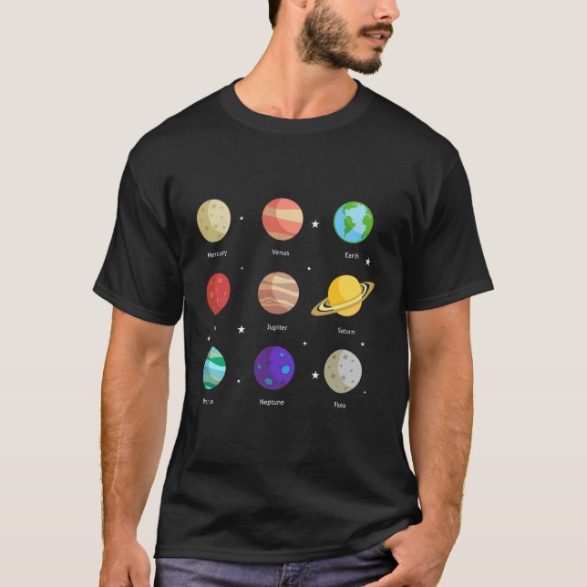 Space Galaxy Solar Planets Venus Mars Jupiter Uran T-Shirt (Front)