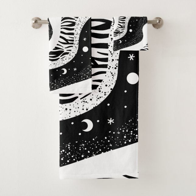 Space Galaxy Universe Moon Stars Bath Towel Set (Insitu)