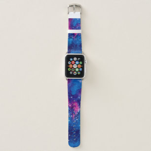 Space galaxy watercolor night sky with stars and n apple watch band
