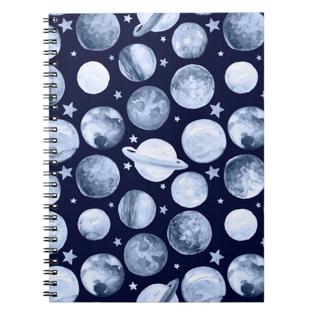 Space Galaxy: Watercolor Planetary Illustration Notebook (Front)