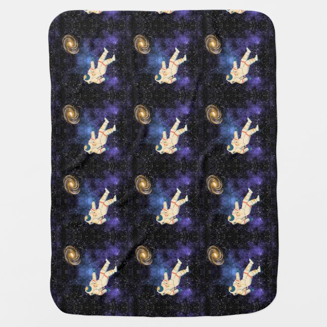 Space Galaxy with Astronaut Baby Blanket (Front)