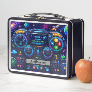 Space Game Controller Galaxy Control Panel Metal Lunch Box