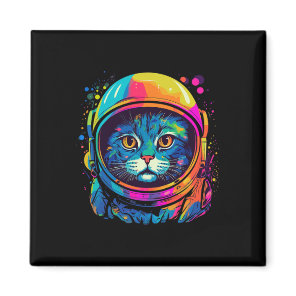 Space Gifts Cat Mom Cat Dad Men Women Kids Astrona Magnet