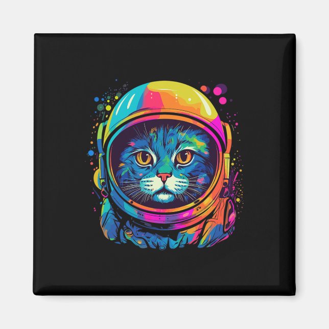 Space Gifts Cat Mom Cat Dad Men Women Kids Astrona Magnet (Front)