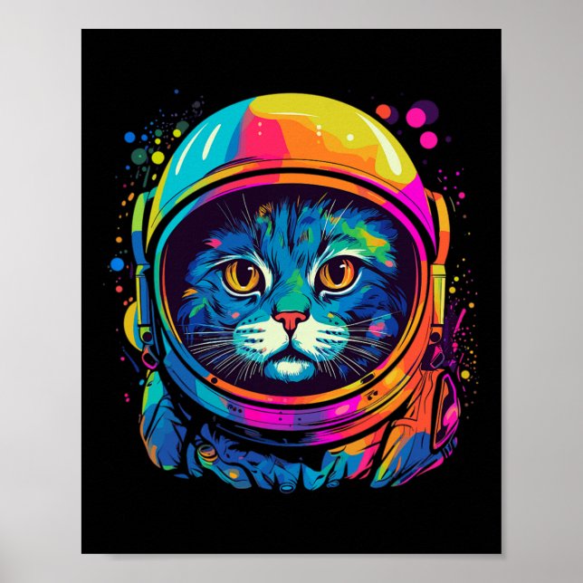 Space Gifts Cat Mom Cat Dad Men Women Kids Astrona Poster (Front)