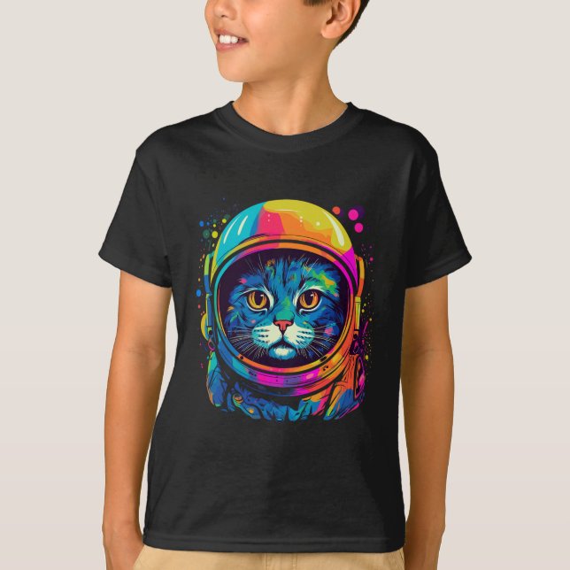 Space Gifts Cat Mom Cat Dad Men Women Kids Astrona T-Shirt (Front)