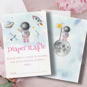 Space girl Astronaut rockets ufo star Baby Shower Enclosure Card