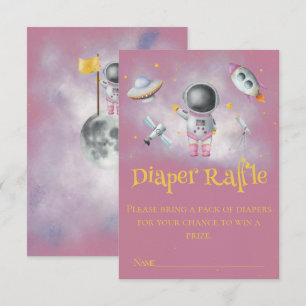 Space girl Astronaut rockets ufo star Baby Shower  Enclosure Card