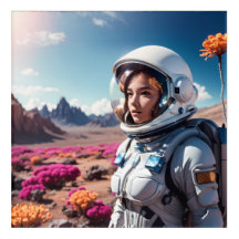 Space girl explores planet | 