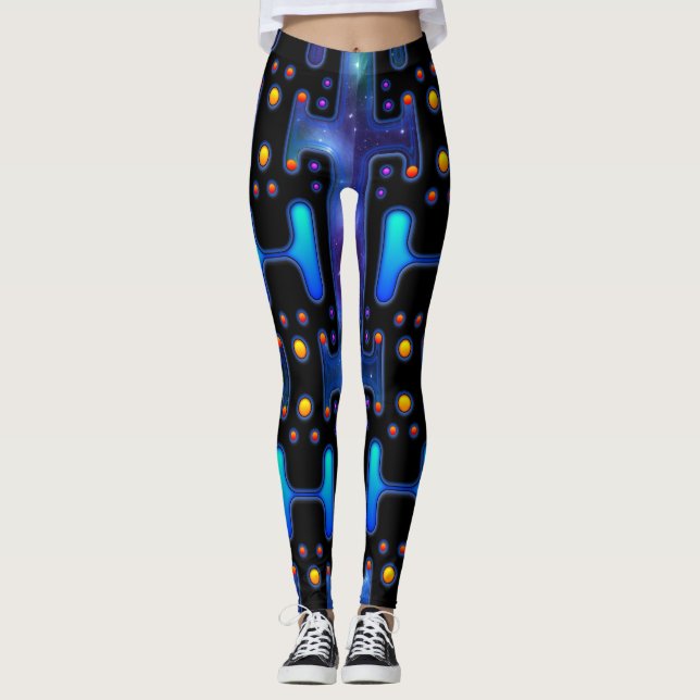 Space Girl Mechanical Android Futuristic Robot Leggings (Front)