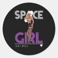Space Girl - Stardust Fan - Anime Girl Classic Round Sticker