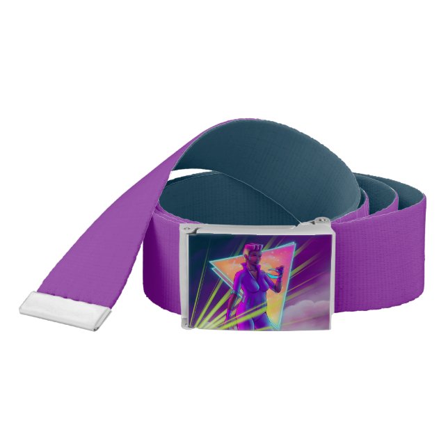 Space Girl Synthwave Cyberpunk Futuristic Art Belt (Snake)